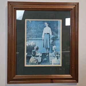 Vintage Norman Rockwell Print | Teacher's Birthday Surprise | Wood Frame 17"